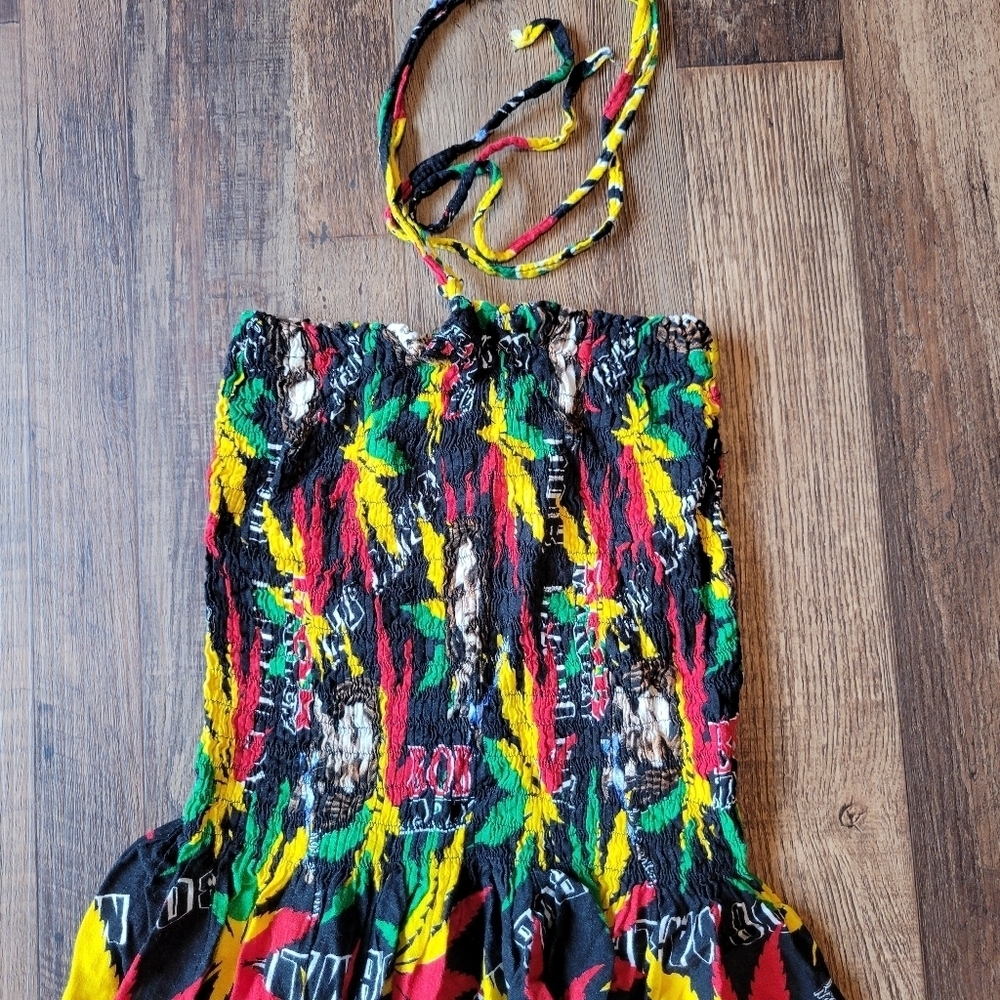 Vintage Karan Black Red Yellow Green Bob Marley Strapless Dress Or Skirt - Picture 2 of 5